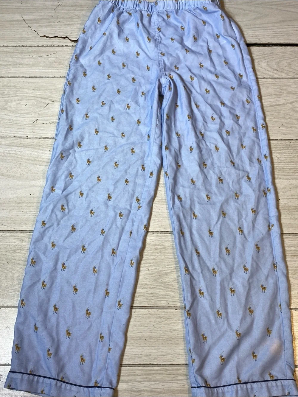 Polo Ralph Lauren Boys L 12-13 Pajama Set Blue Pony Print Shirt Pants